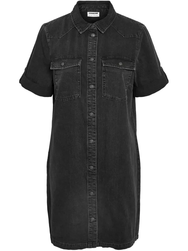 Noisy May Jurk Nmnew Signe S/s Denim Dress Wg001bl 27030039 Black Dames Maat Zwart
