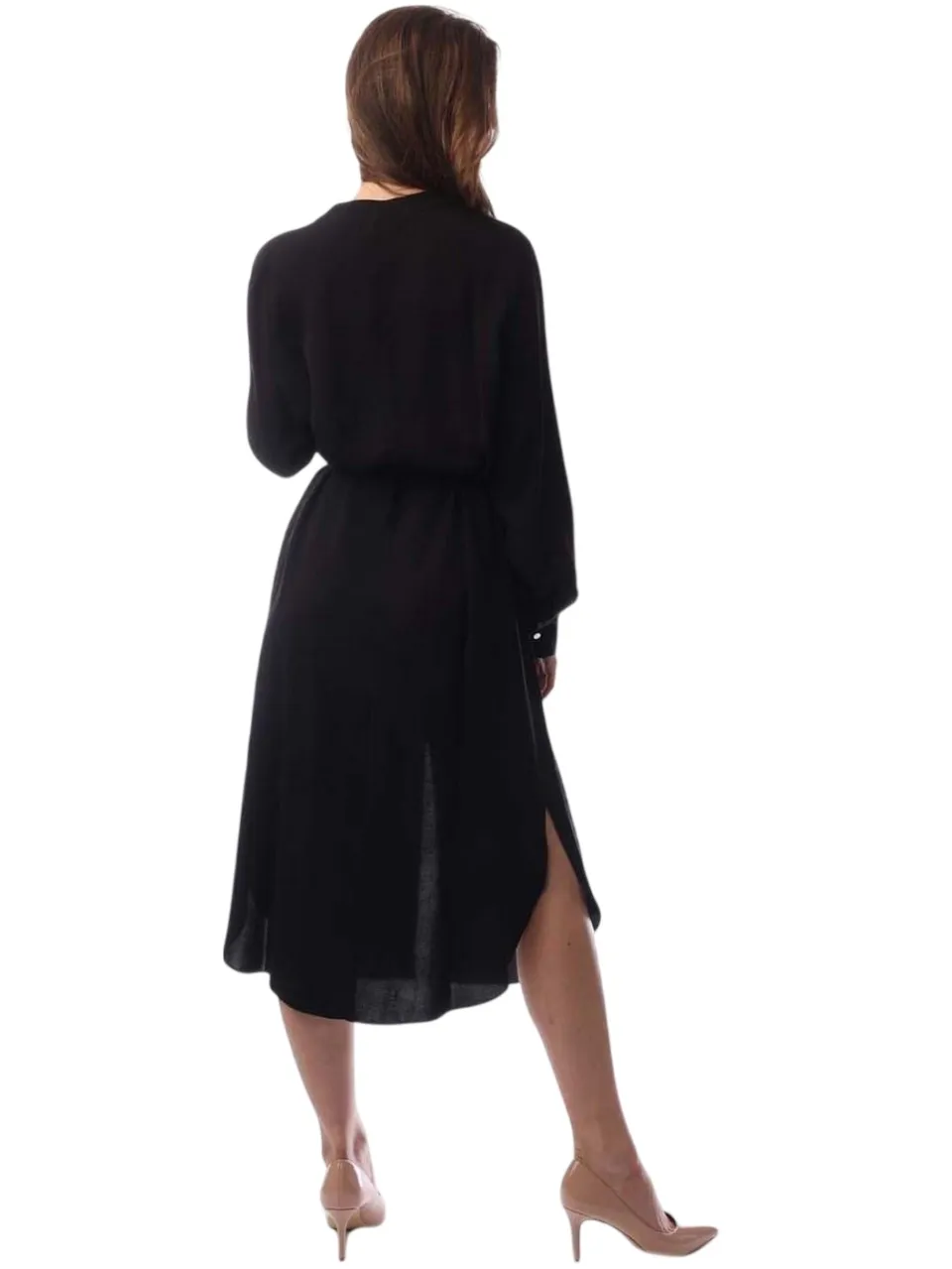 Boss Dibanorah midi-shirtjurk met V-hals en lange mouwen voor dames (Zwart), foto 2