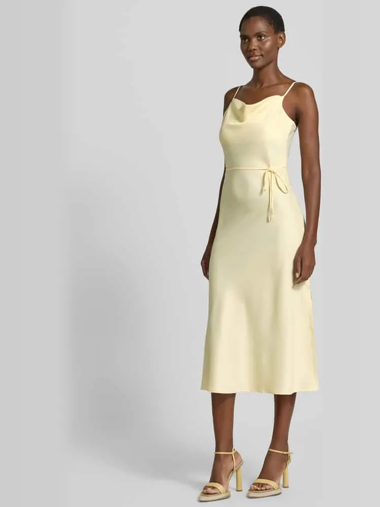 Yas midi-jurk met stretch model 'THEA' geel, foto 4