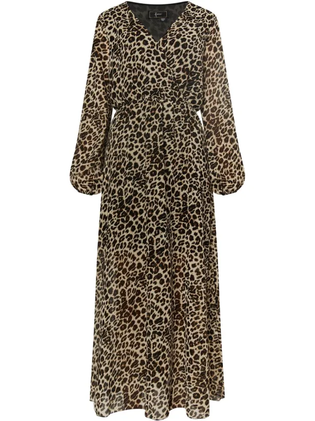 Faina Maxi-jurk met luipaardprint beige leo
