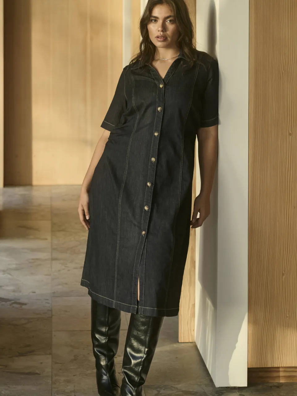Kaffe Curve spijkerjurk Plus Size - donkerblauw