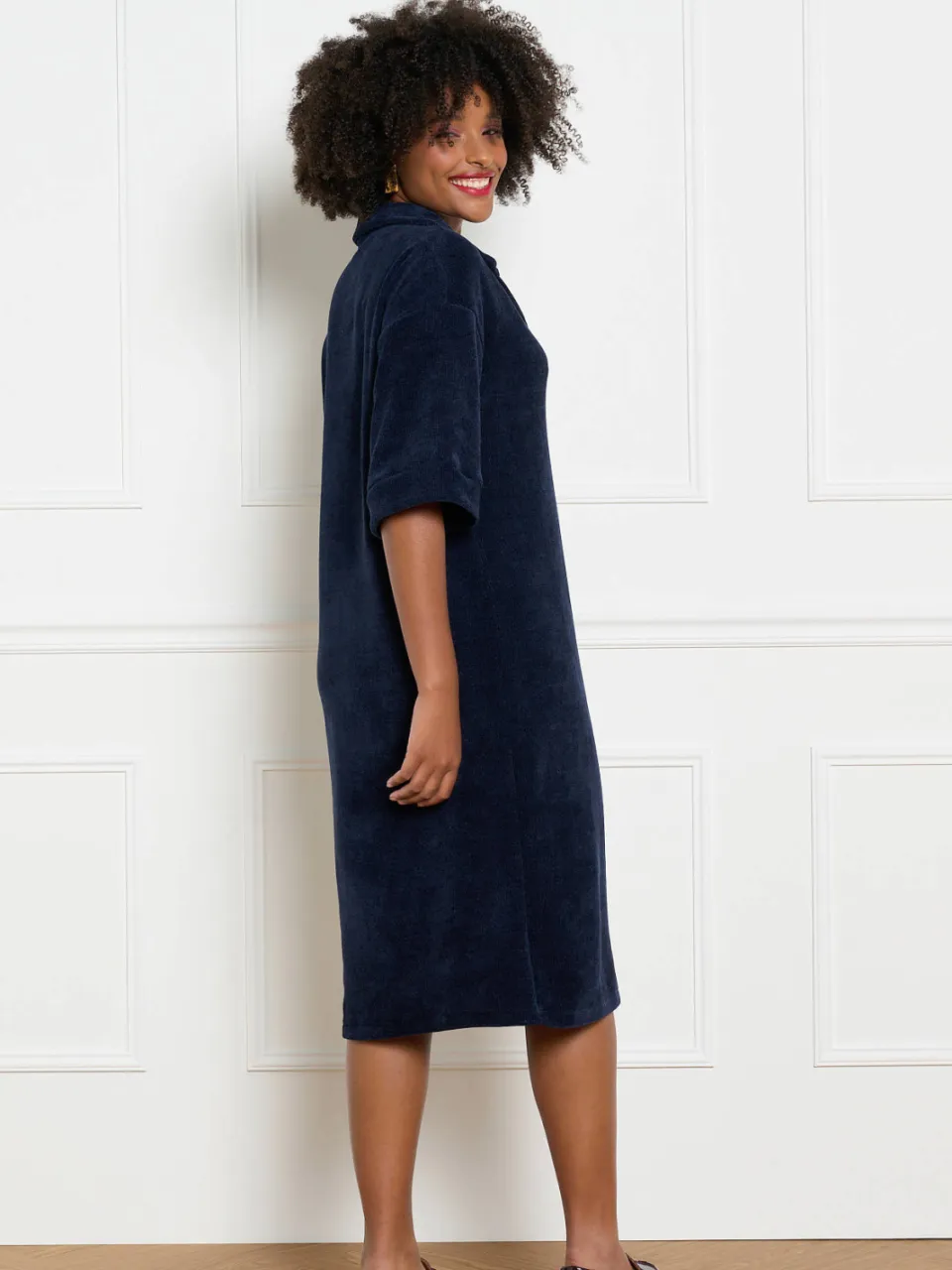 LOLALIZA fluwelen midi jurk - blauw, foto 4