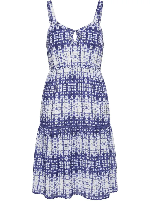 Studio Untold Dames - Midi-jurk mouwloze A-lijn strepen sierbanden - Donkerblauw - Maat 42+