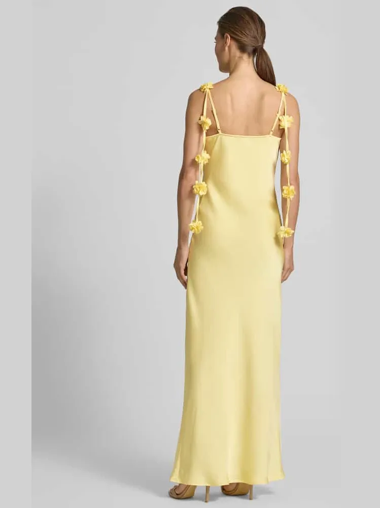 Vero Moda Vloeiende maxi-jurk met bloemenapplicaties model 'ANALEI' lichtgeel, foto 2