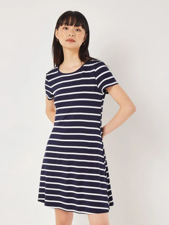 Apricot Mini-jurk van gestreepte jersey Marine