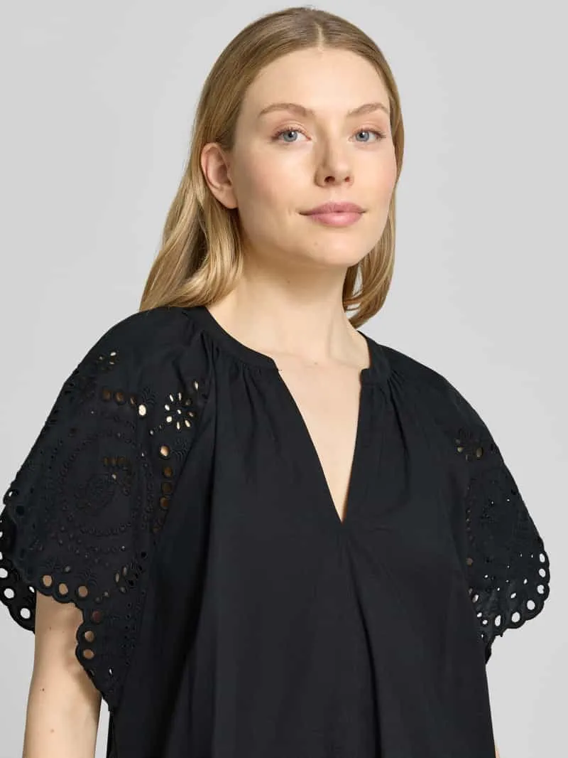 Christian Berg Woman Selection relaxed fit mini-jurk met bloemenprint in ajourwerk zwart, foto 4