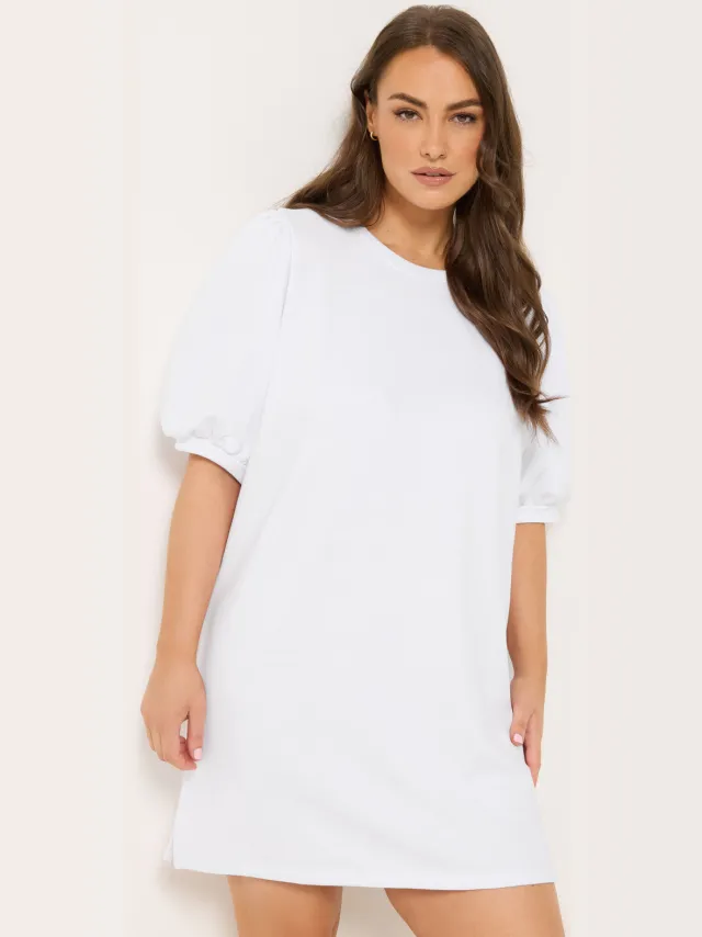Yours Witte Jurk Met Pofmouwen White
