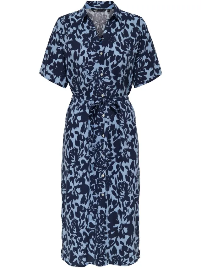 Only Jurk ONLYASMIN Midi-jurk Serenity/TANIA FLOWER DRESSBLUE