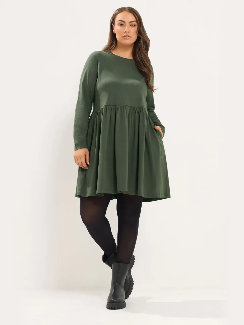 Yours Kakigroene Peplum Minijurk, foto 2