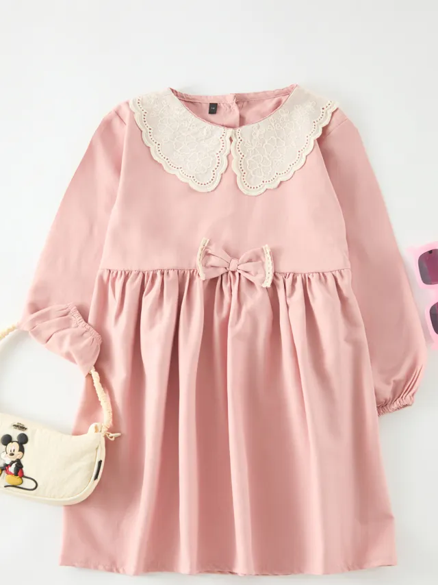 Trendyol TRENDYOLKIDS Meisjes Roze Bloemen Midi Lang Casual Recht Jurken Rosé