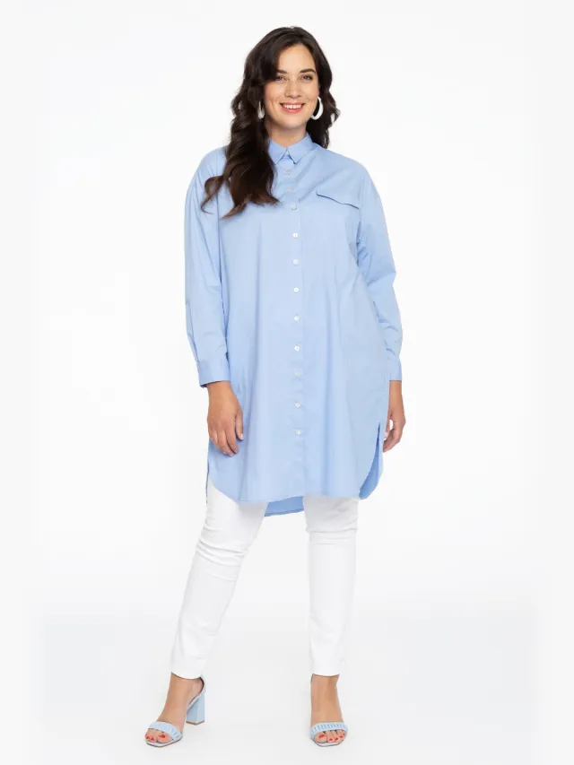 Yoek Blouse-jurk POPLIN STRETCH | Lichtblauw