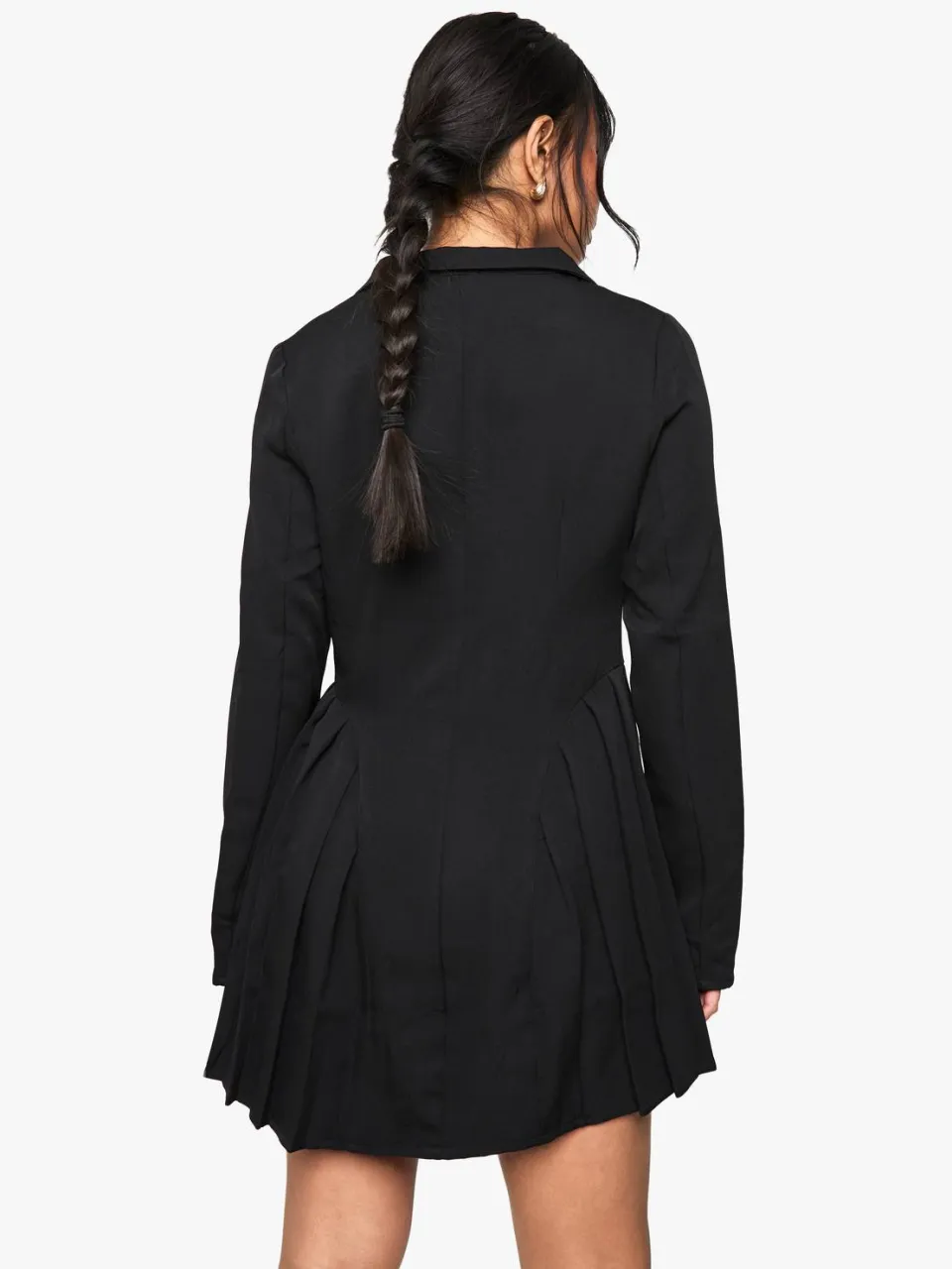 boohoo Dames Volume Frill Blazer Jurk zwart, foto 2