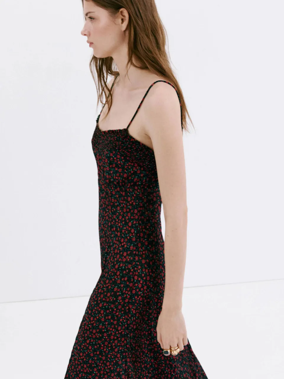 Mango gebloemde midi zomerjurk - rood, foto 6