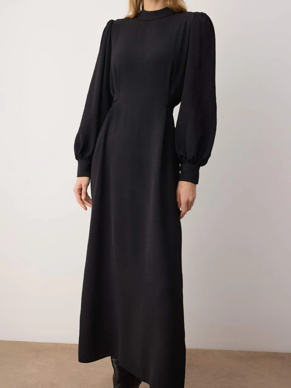 Trendyol Modest Dames Zwart Effen Maxi Lang Casual Recht Modest Jurken, foto 2