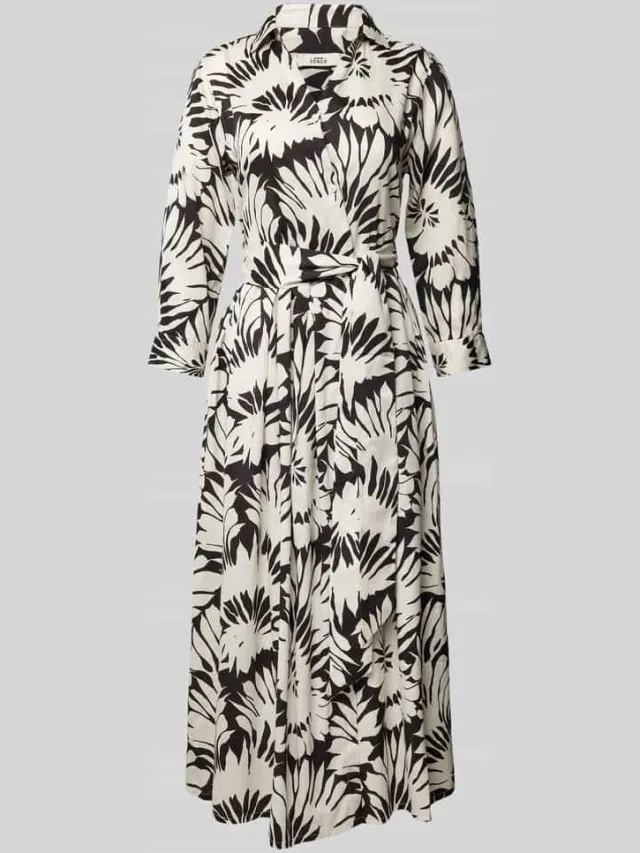 0039 italy Maxi-jurk met strikceintuur, model 'JULENE' Zwart