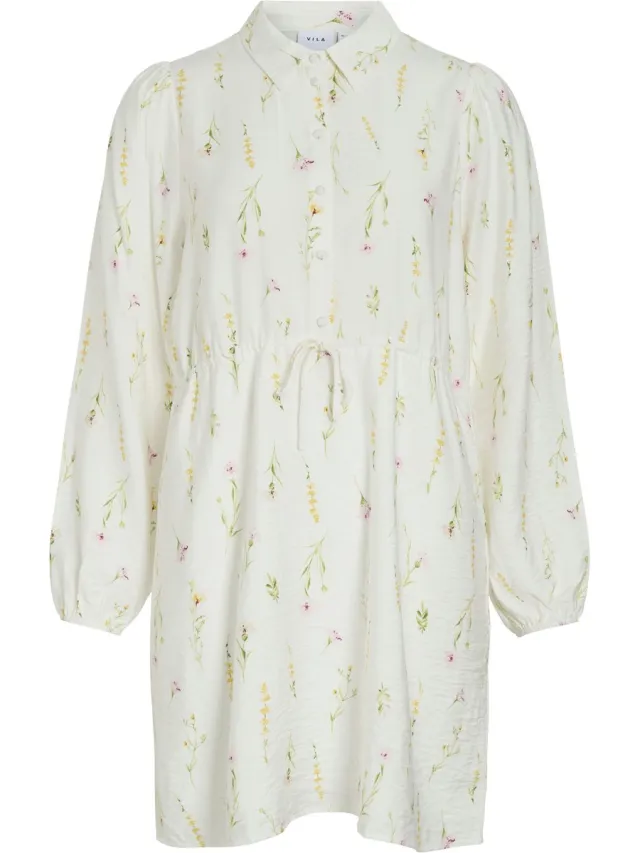 Vila VIGITI LORE O-NECK L/S SHORT DRESS - Dames - Mini jurken Snow White