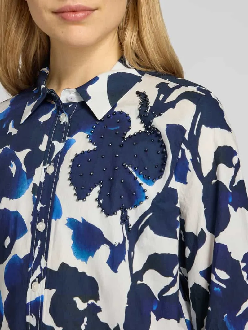 White Label Knie-lange overhemdjurk in all-over look donkerblauw, foto 4