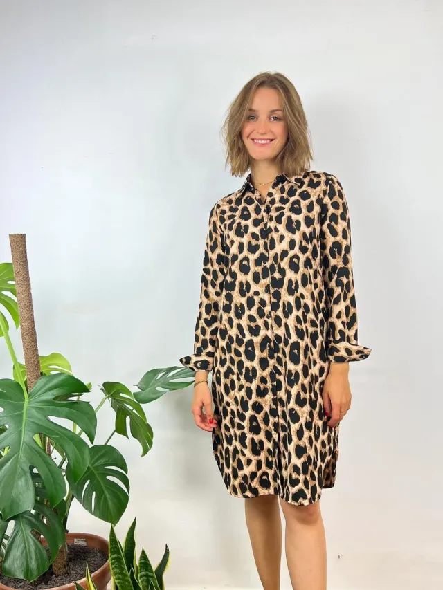 Only ONLTIANA LS SHIRT DRESS - Cloud Dancer Brown
