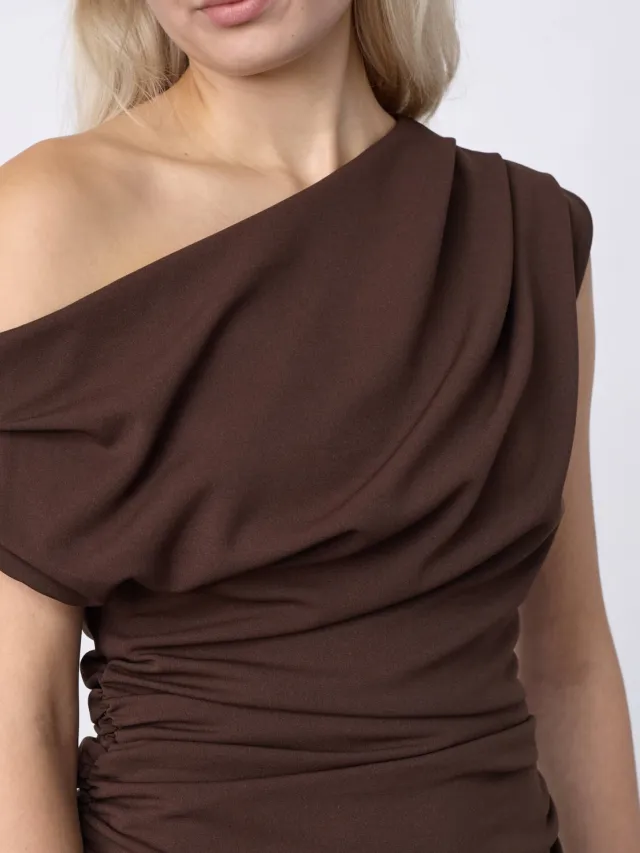 Sisters Point one shoulder maxi jurk - bruin