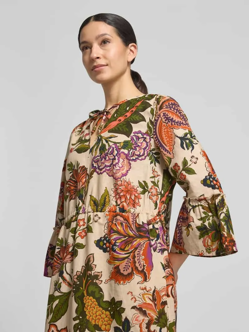 White Label Midijurk van linnen-katoenmengsel in allover-look zand, foto 3