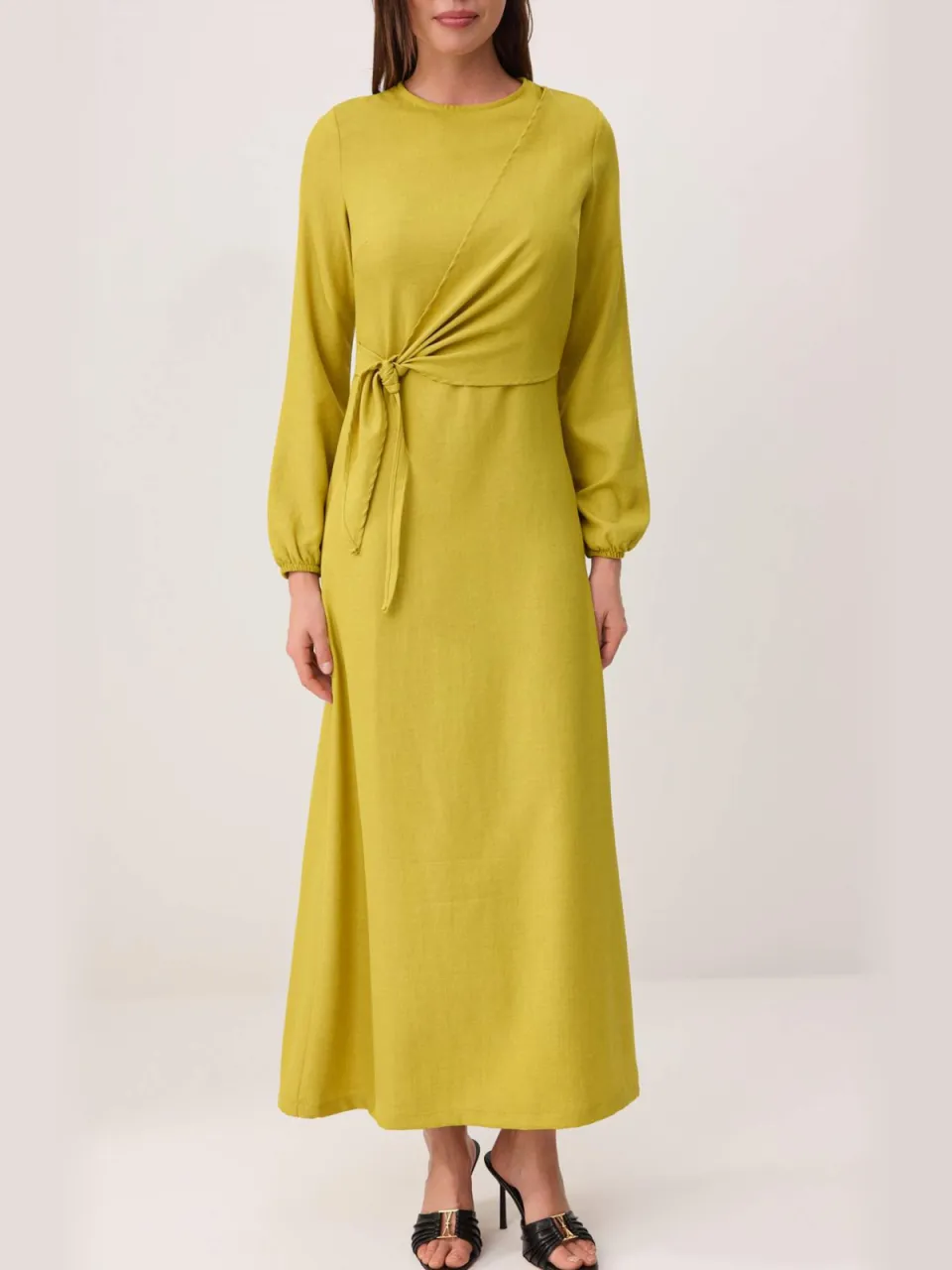 Trendyol Modest Dames Groen Effen Maxi Lang Casual Double-breasted Modest Jurken, foto 2