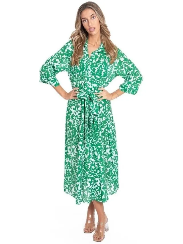 Isla Bonita By Sigris Lange Jurk Isla Bonita By Sigris Lange Midi-Jurk Groen