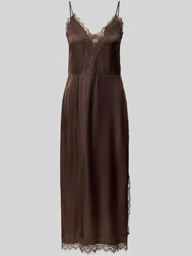 Noisy May Midi-jurk met kant model 'LOUISE' chocoladebruin, foto 2