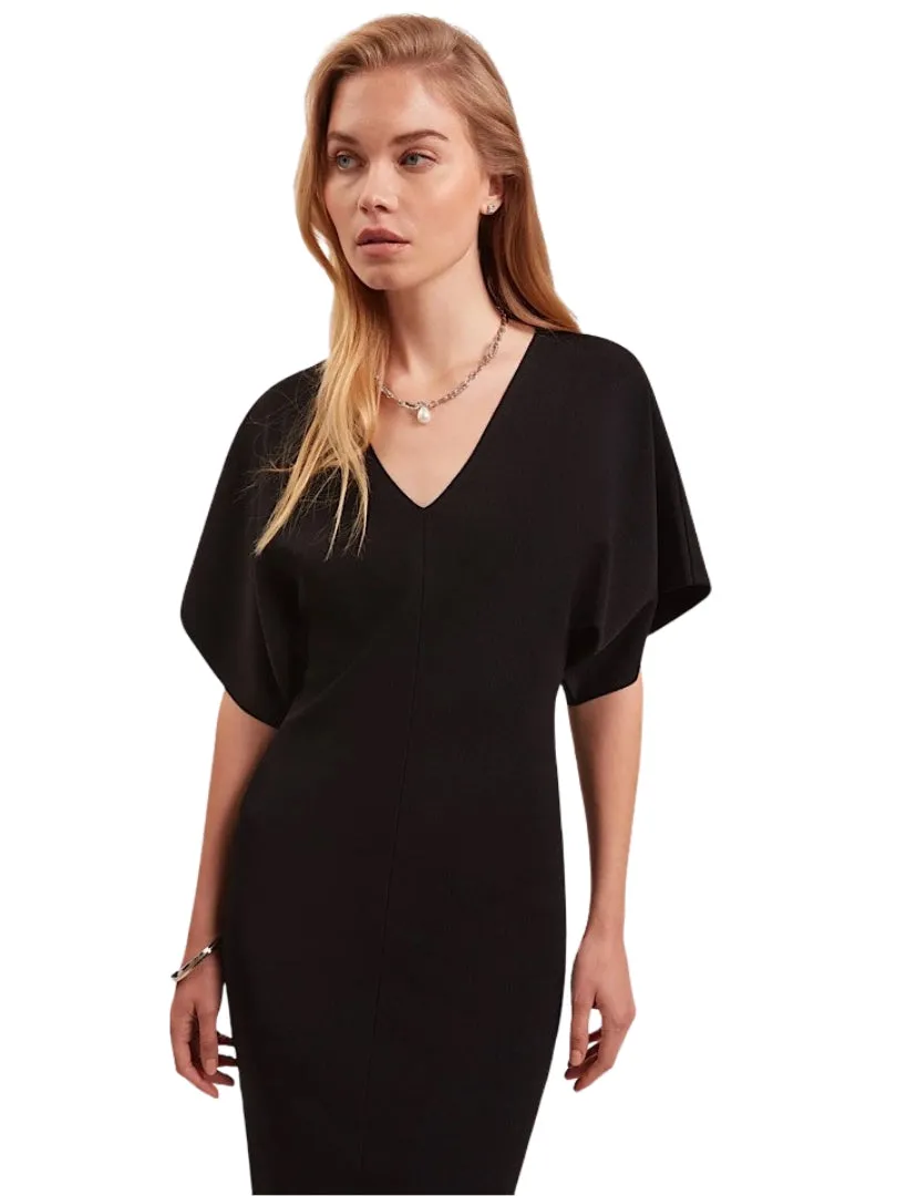Ted Baker Rebecca Gebreide Midi-jurk Met V-hals, Zwart
