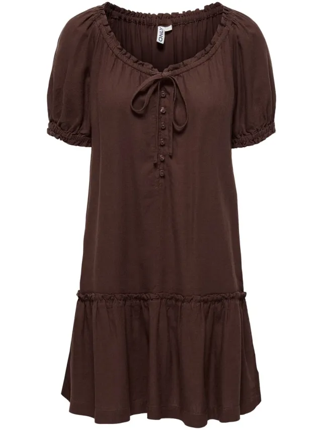 Only ONLGOA SS LINEN SHORT DRESS CC PNT - Meisjes - Mini jurken Brown Stone