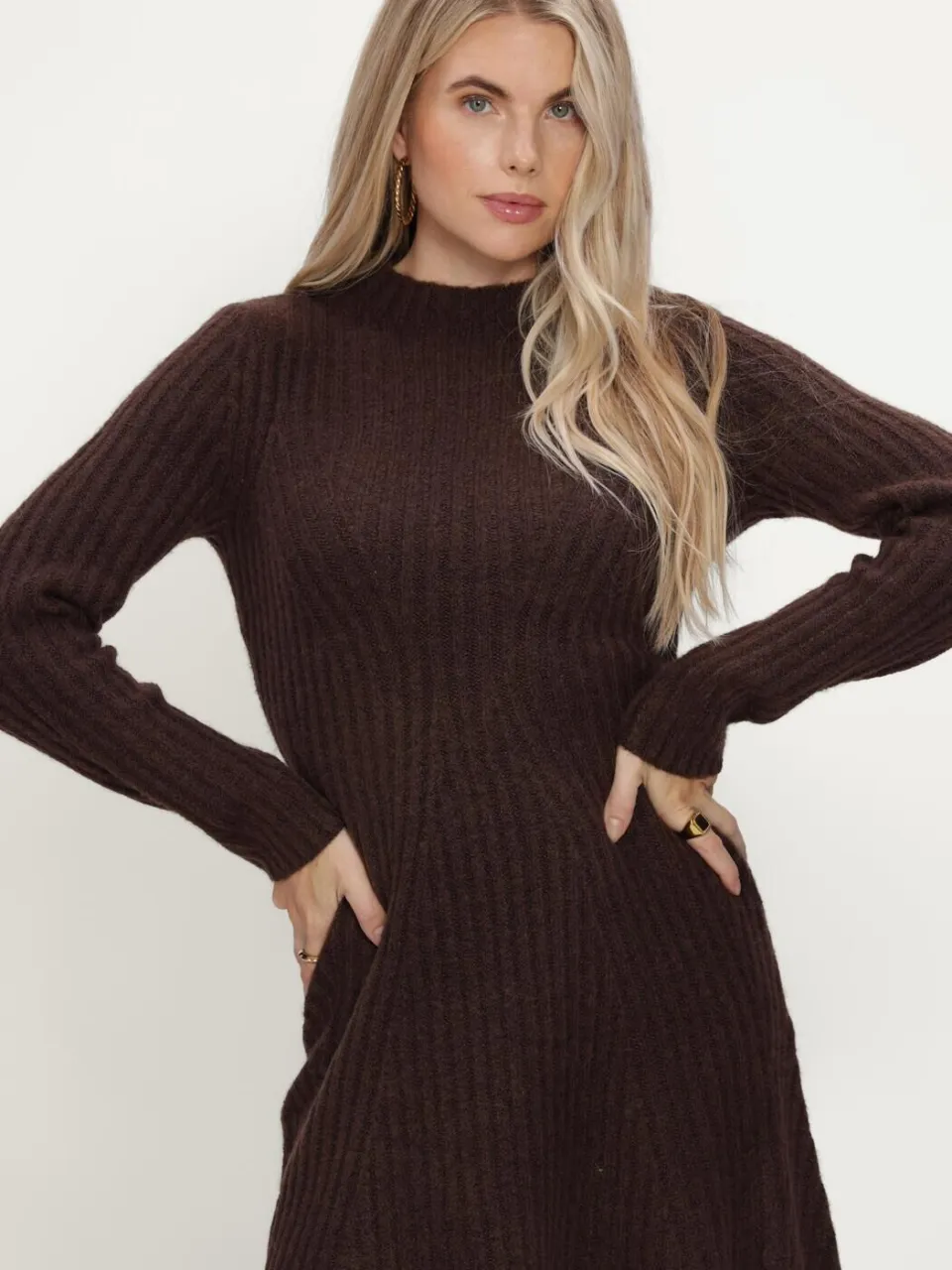 Y.A.S. YAS Dames Jurken Yasdolly Ls Knit Dress - Bruin, foto 3