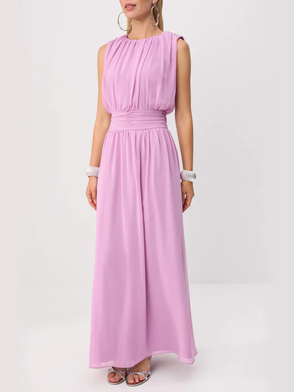 Trendyol TRENDYOLMİLLA Dames Paars Effen Maxi Mouwloos A-lijn Avond & Gala Jurk, foto 2