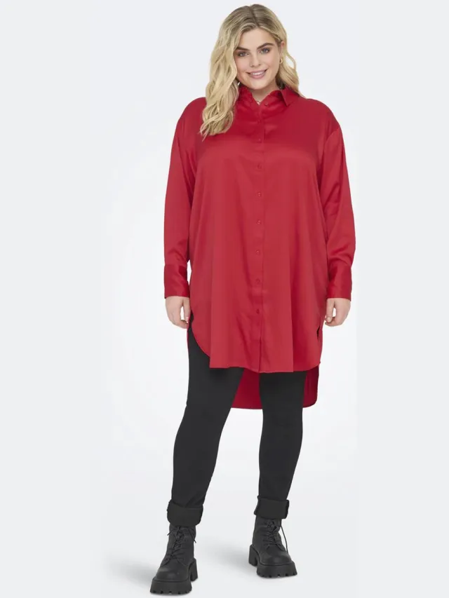 Only Carmakoma CARDARLENE LIFE L/S SHIRT DRESS WVN Dames Jurk Lychee