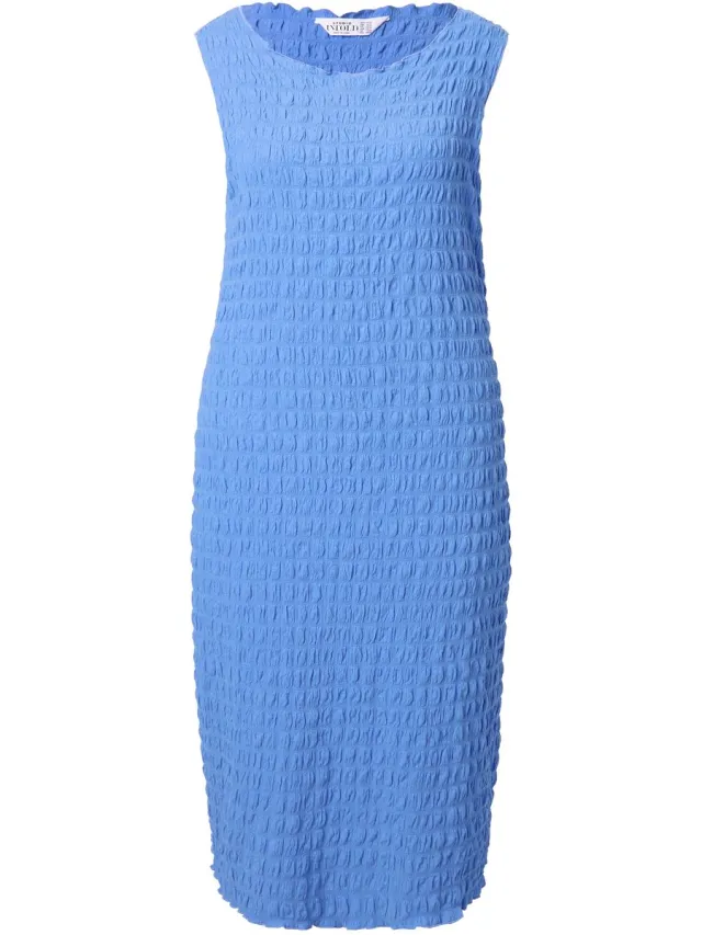 Studio Untold Dames - Midi-jurk mouwloos recht model structuur - Hemelsblauw - Maat 54+