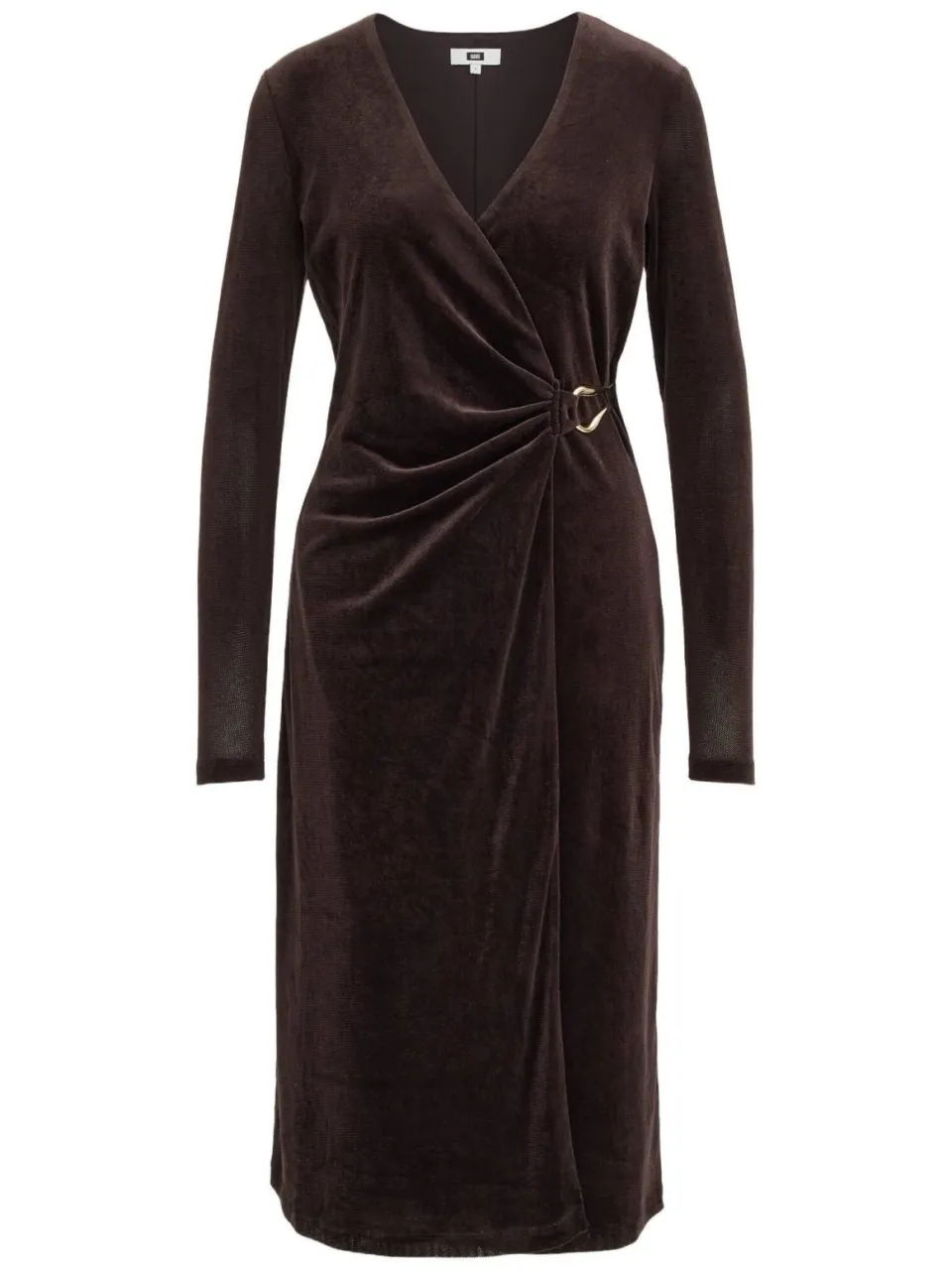 WE Fashion fluwelen midi jurk - donkerbruin, foto 2