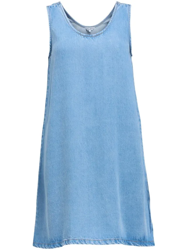 OBJECT COLLECTORS ITEM Object midi-jurk Mouwloos Light Blue Denim