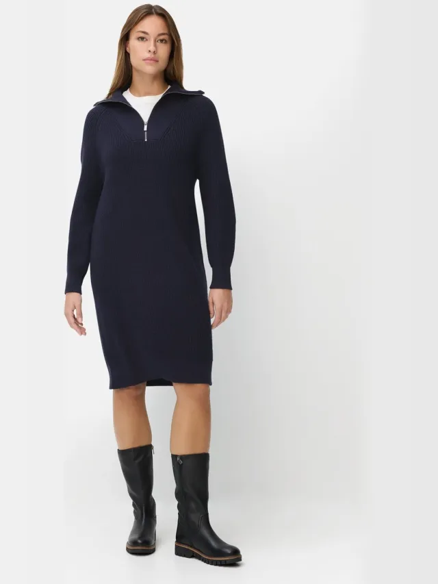 Camel Active Gebreide jurk met rits - Maat - Donkerblauwwomenswear-XXL