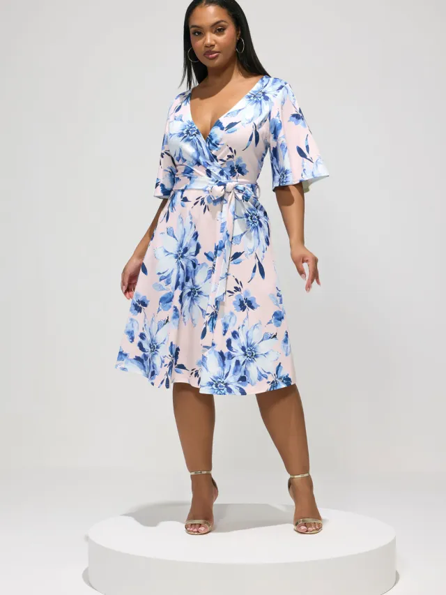 Yours London Roze Wikkelskaterjurk Met Bloemenprint Pink
