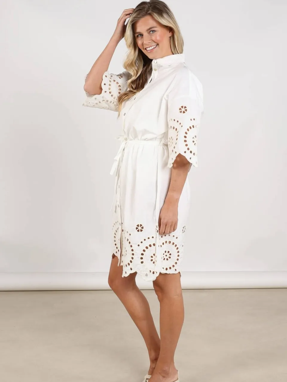 NUKUS mini jurk broderie ecru, foto 8