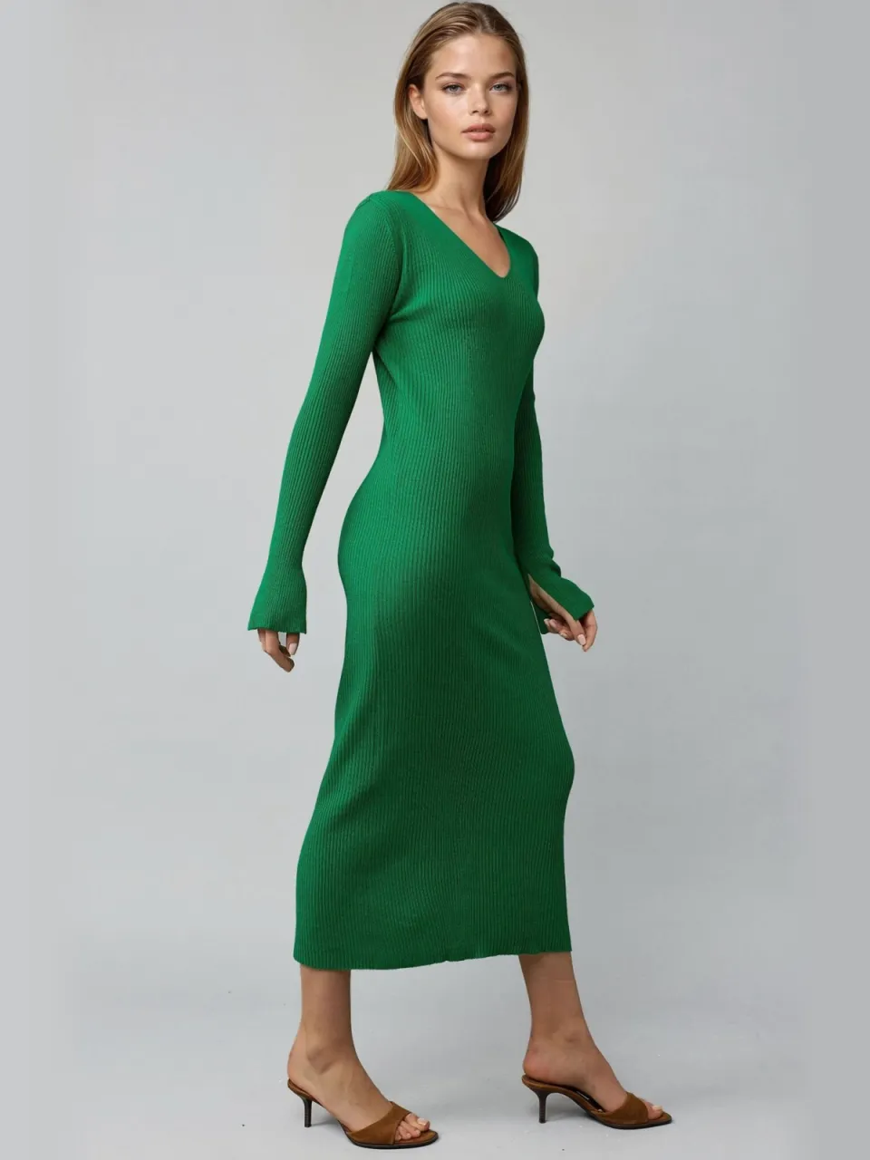 MyFashion V-halstrui Maxi Jurk met Openingsluiting groen, foto 2