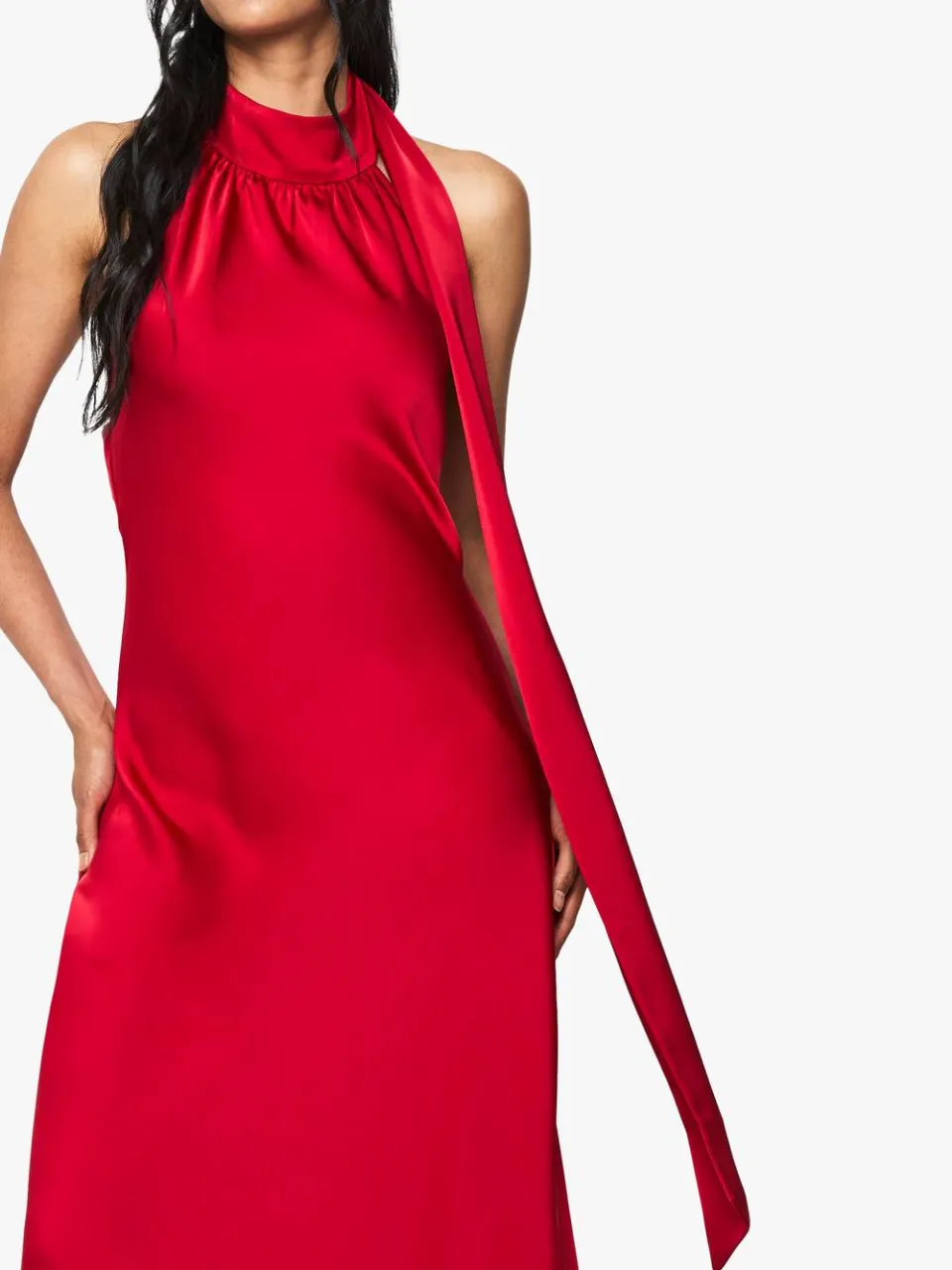 boohoo Dames Satijn Drape Maxi Jurk rood, foto 2