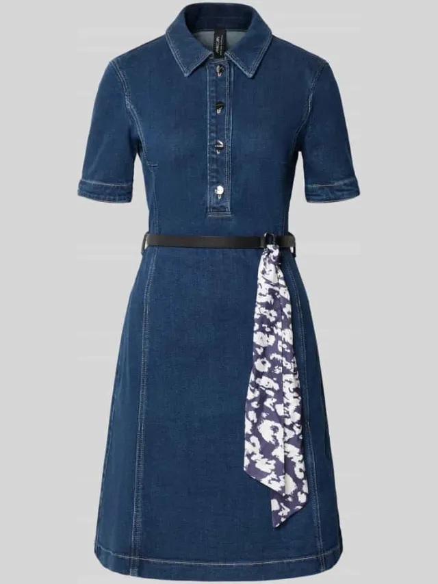 Marc Cain Knie-lange denimjurk met riem, foto 2