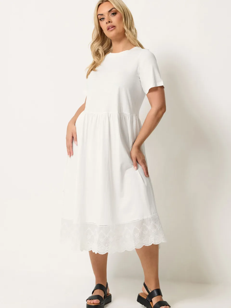 Yours Ivoorwitte Jurk Met Broderie Anglaise-68, foto 2