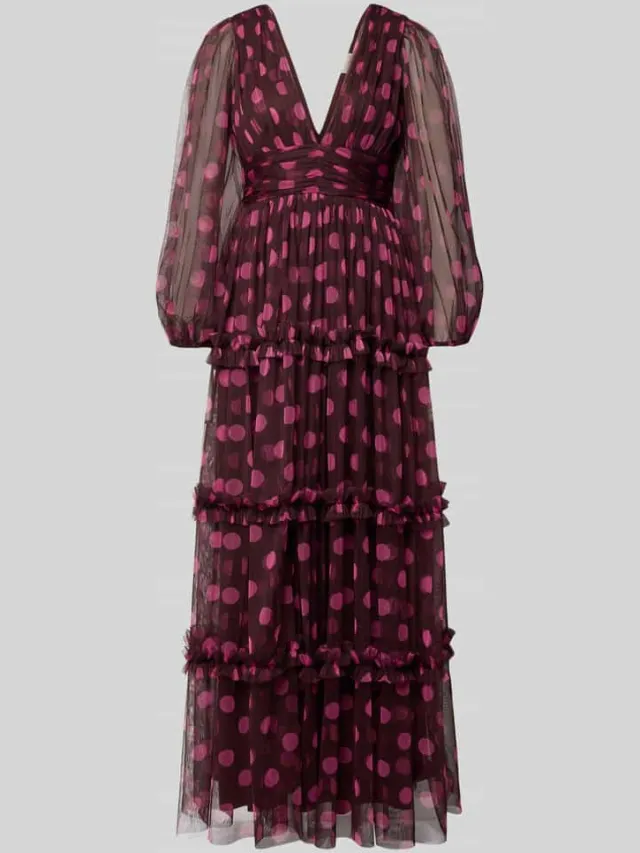 Lace & Beads maxi-jurk met diepe v-hals helder paars, foto 2