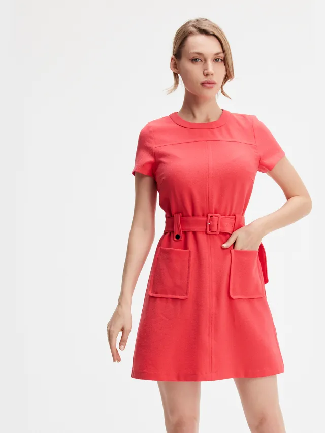 Smart & Joy Patch -zakken korte jurk Rood