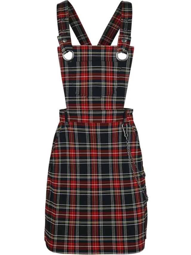 Hell Bunny Clash Pinafore Dames Midi-jurk - zwart/rood