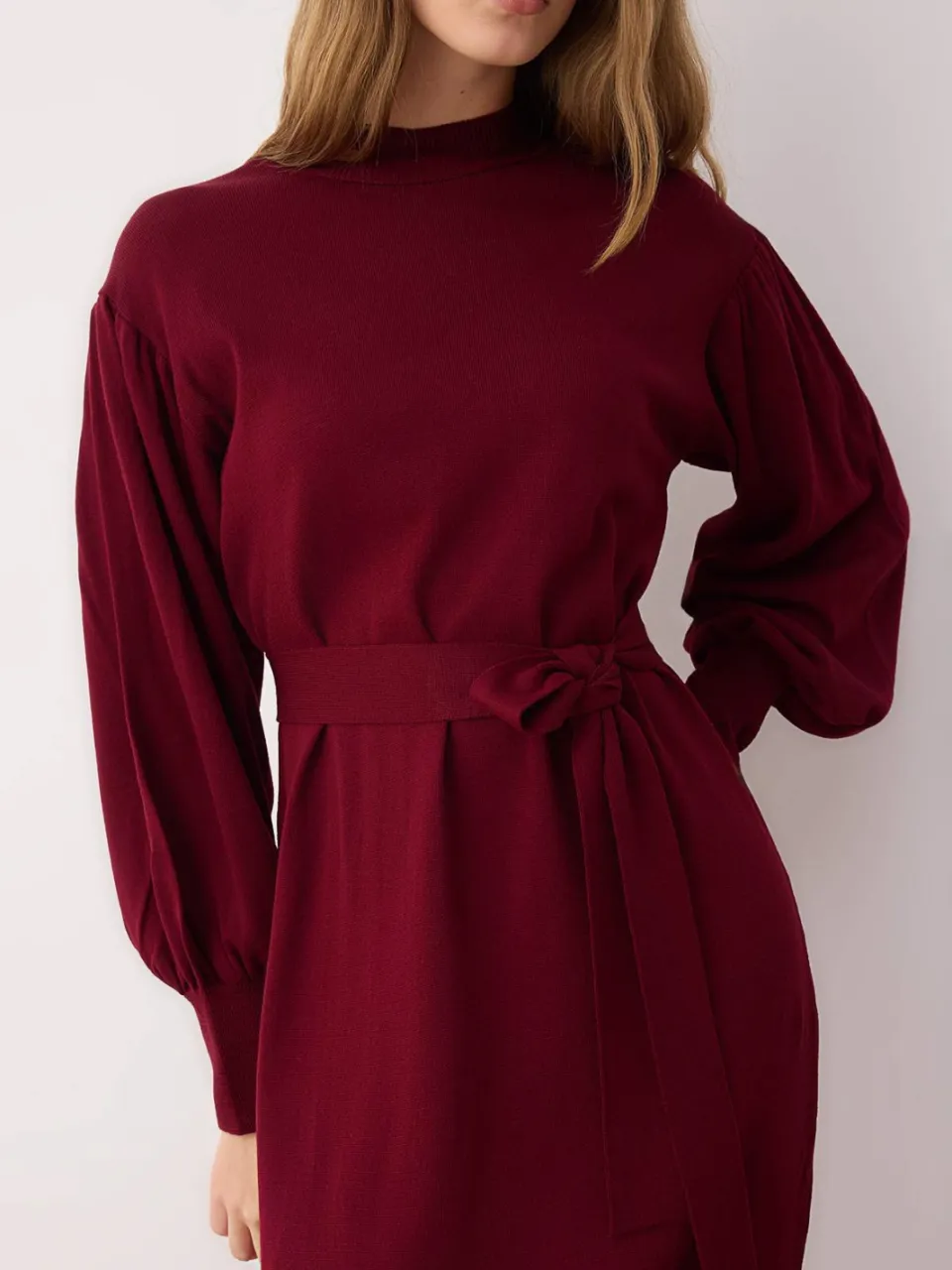 Trendyol Modest Dames Bordeaux Effen Maxi Lang Casual Recht Modest Jurken, foto 2