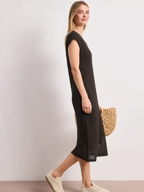 Street One Midi-jurk met kanten V-hals Bruin