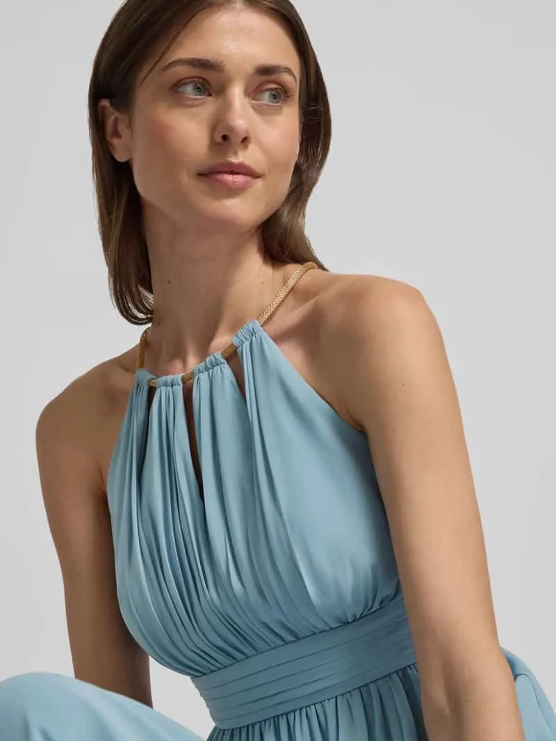 Jake*s Cocktail Avondjurk van chiffon met cut-out aquablauw, foto 4