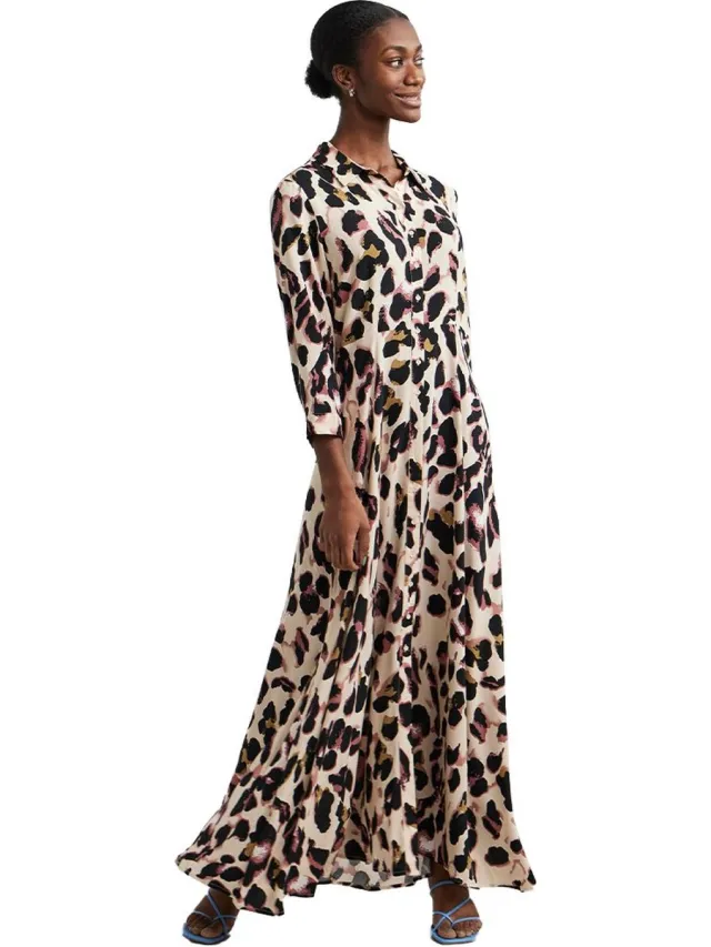 Yas Savanna Lange Jurk Met 3/4 Mouwen Wit 2XL Vrouw Mellow Rose / Aop Liro Print