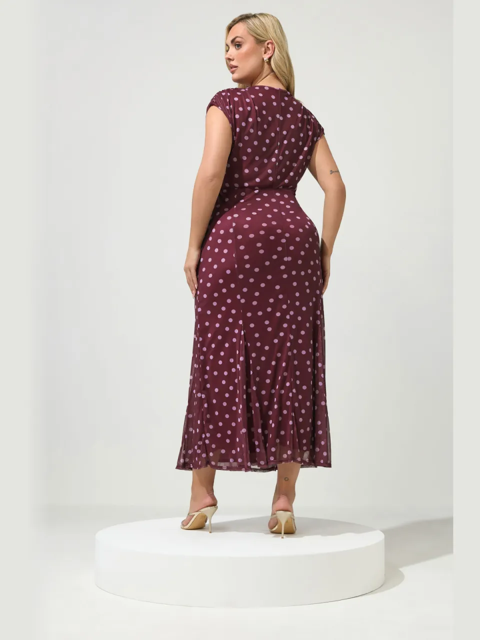 Yours London Paarse Wikkeljurk Met Polkadots En Godetzoom, foto 3